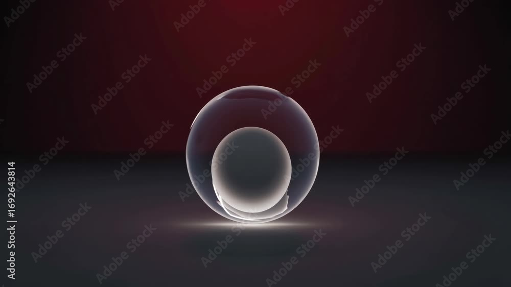 Poster a glowing sphere appears to hover in a dark space, illuminated against a deep red background, creati