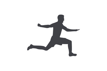 Soccer Player Silhouette Jumping in Action Isolated on White Background.