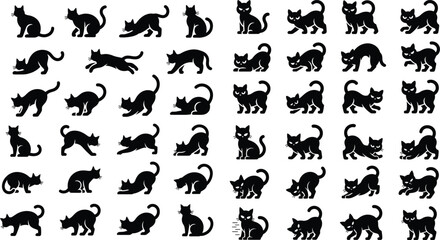 Fototapeta premium Black Cat Silhouette Vector Collection