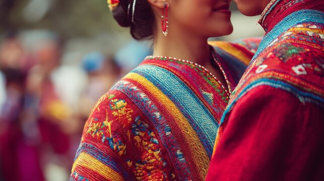 Close-up of a couple dancing traditional Chilean cueca dance