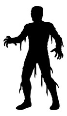Mummy silhouette illustration. Cartoon character for Halloween