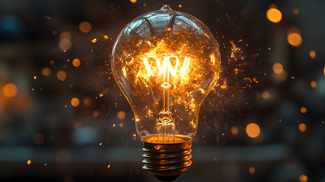 Explosion of a traditional electric bulb