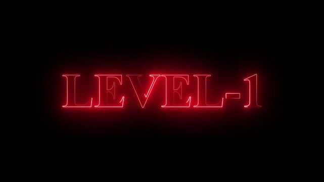 Abstract glowing neon level 1 animation on black background. motion graphic perfect for social&nbsp;media&nbsp;content.