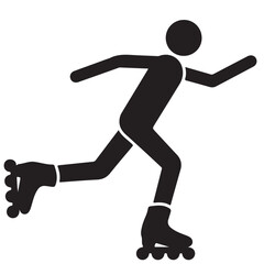 Black Silhouette of a Person Rollerblading in an Active Pose