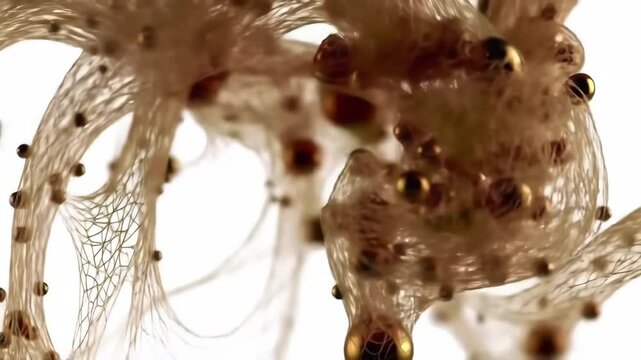 Swirling brown ink in water, hyperreal abstract tendrils, flowing, mesh textures, photoreal, in motion, white background