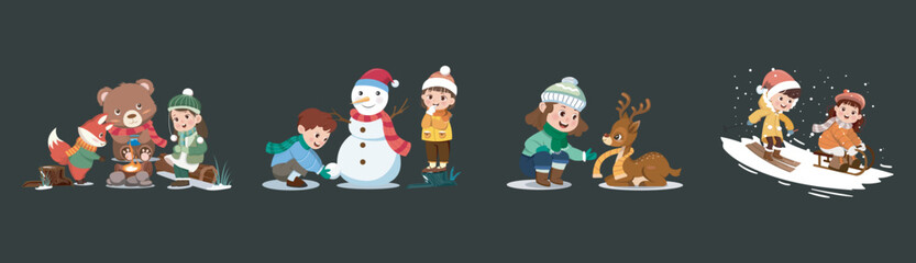 Winter Children & Christmas Collection elements vector file featuring festive and playful designs for holiday projects.
