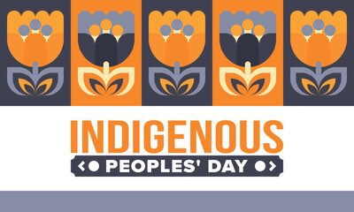 Indigenous Peoples' Day. Native American Day. American Indian culture. Heritage Month. Celebrate annual in United States. Tradition pattern. Poster, card, banner and background. Vector illustration