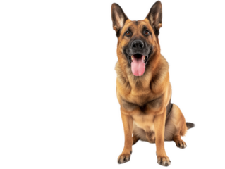 Sitting pet dog isolated, happy smiling pet dog sitting on the ground, pet dog portrait, isolated on a transparent background, professional pet photography