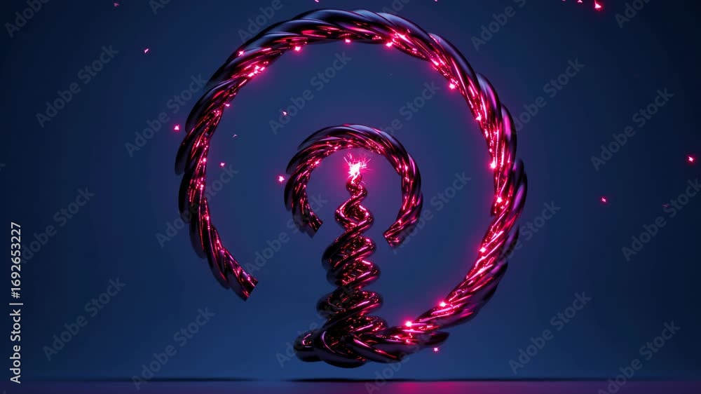 Poster a luminous spiral tree with twinkling lights against a blue background, creating a mesmerizing visua