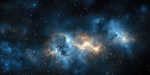 Obraz premium A tranquil cosmic void illuminated by glowing stellar fog and pinpoint stars