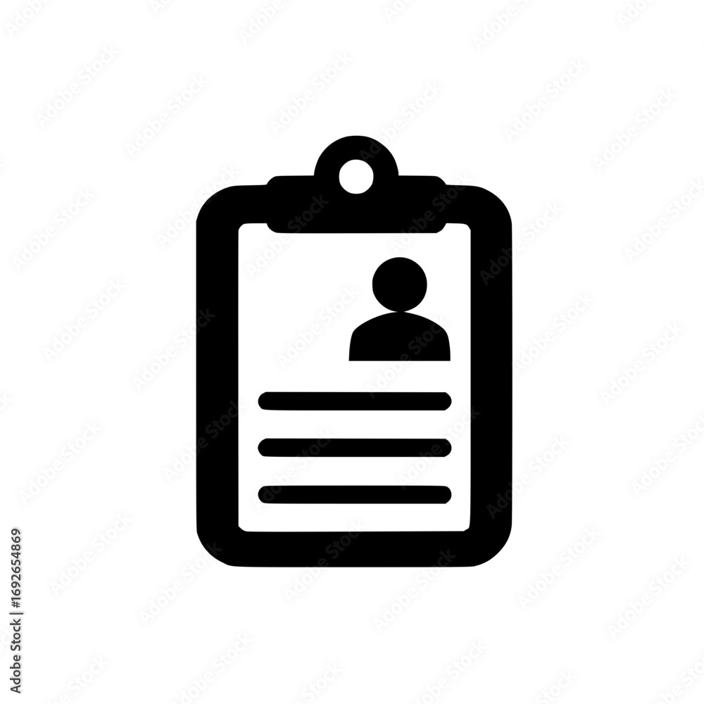Aufkleber user icon on clipboard vector for identity verification and digital profile management interface