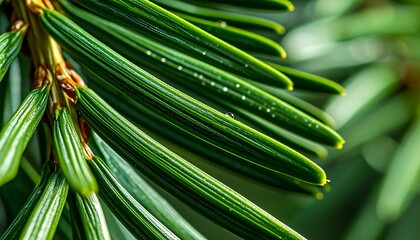 Close-up of pine needles with water droplets