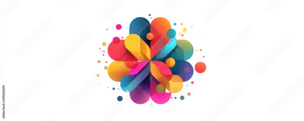 Poster colorful abstract geometric design with overlapping shapes and vibrant gradients