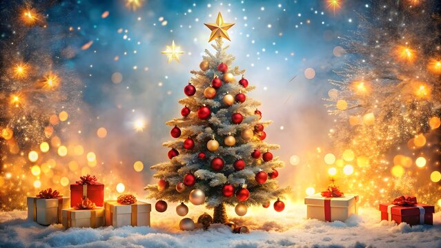 A Silver Christmas Tree Radiates Festive Joy Amidst Gifts and Sparkling Lights in a Winter Wonderland