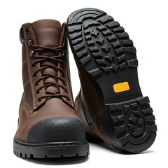 steel toe school work boots for vocational program, rugged sole, isolated on white background