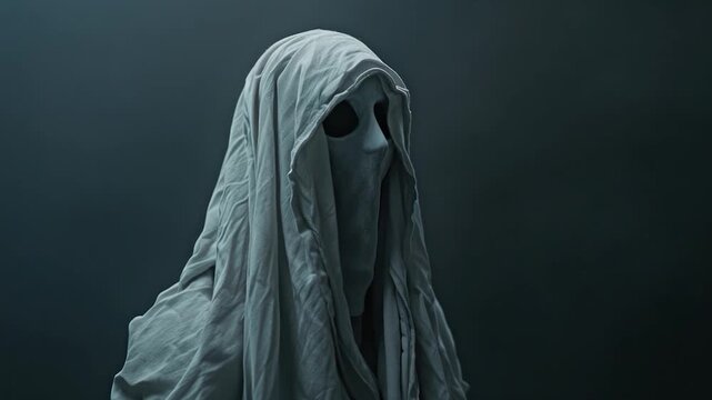 A person wearing a hood to conceal their identity or protect from the elements, suitable for use in scenarios where anonymity is desired or privacy is necessary