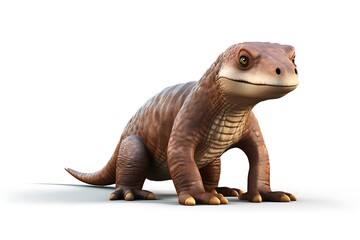Fototapeta premium A realistic prehistoric creature stands confidently on a white background, showcasing its features