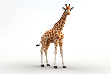 Fototapeta premium A realistic giraffe standing gracefully on a plain background, showcasing its unique patterns and stature