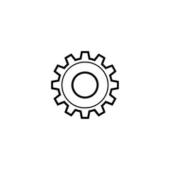 Simple black and white outline of a single gear cog