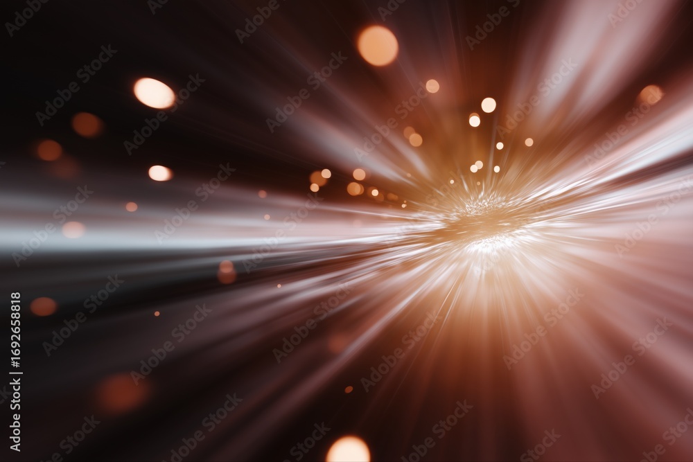 Poster abstract light burst with glowing particles in dynamic motion