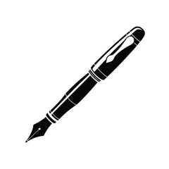 Classic black fountain pen isolated on white background