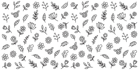 Hand drawn floral doodle pattern vector background