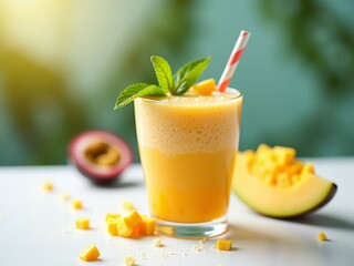 Fototapeta premium Vibrant Tropical Fruit Smoothie Health Concept with Fresh Ingredients HD