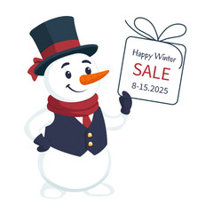 vector illustration of snowman, discount ticket design