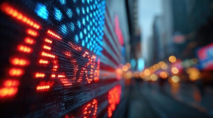 Financial data display in urban setting