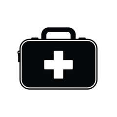 Black first aid kit icon with white cross symbol