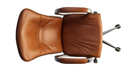 Naklejka premium Trendy Office Chair: A flat lay of a trendy office chair with ergonomic design, isolated on a Transparent background, PNG file.