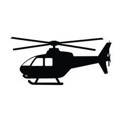 Top view silhouette of a police helicopter in vector format for design applications