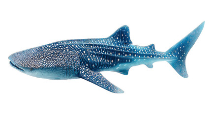 Whale Shark Swimming: A flat lay of a whale shark swimming in the ocean, isolated on a Transparent background, PNG file.