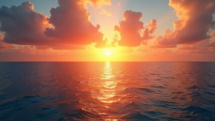 Fototapeta premium Beautiful Sunrise Over Ocean with Morning Light Seascape HD Background
