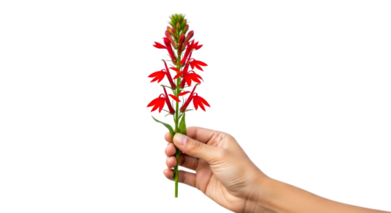 offering scarlet cardinal flower a symbol of summers fiery embrace, isolated on transparent background