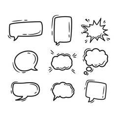 Comic Speech Bubbles Set HandDrawn Talking and Thinking Icons