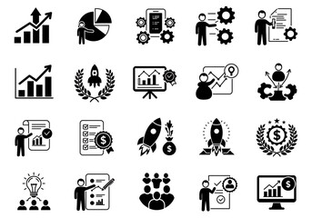 Fototapeta premium Achieve business success with these professional icons for charts, graphs, and financial growth illustrations