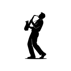 MMonocolor vector silhouette of a saxophone player, simple pose