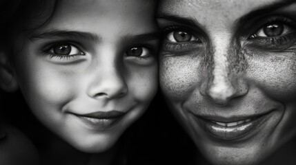 A woman and a child are smiling at the camera