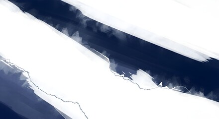 Abstract dark blue and white textured brush strokes with jagged edges paint