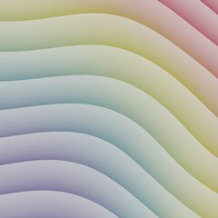A seamless abstract pattern with wide, diagonal waves in a soft gradient of purple, blue, yellow, and pink. This modern design is perfect for backgrounds and digital projects.