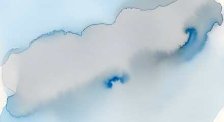 Abstract watercolor painting with flowing blue and gray washes creating organic shapes on a textured paper