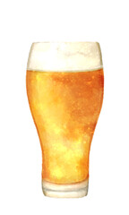 水彩風のグラスに入ったビールのイラスト