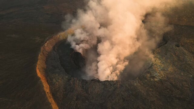 Eruption at Erta Ale Volcano in Ethiopia releases thick smoke clouds