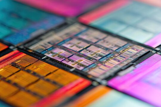 Close-up of multicolored computer chips