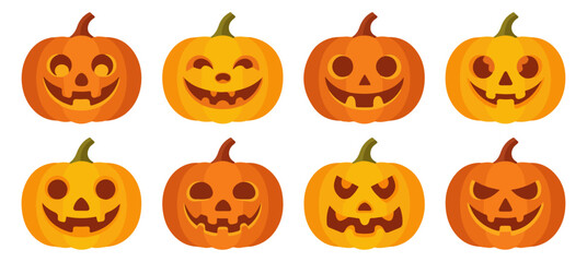 halloween pumpkin icon set vector