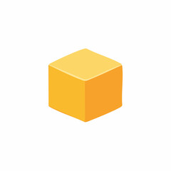 Yellow isometric cube vector illustration. Simple 3D geometric block shape icon.