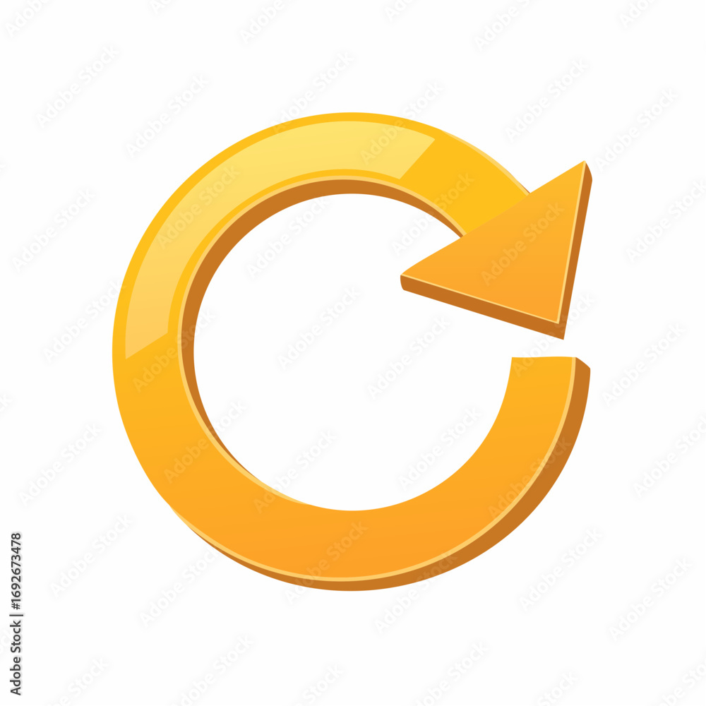 Poster circular arrow reload icon with gradient yellow and orange colors