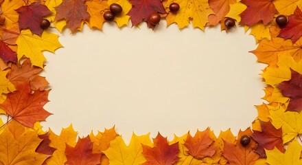 Fondo de oto&ntilde;o, hojas de papel de &aacute;rbol, tel&oacute;n de fondo amarillo,