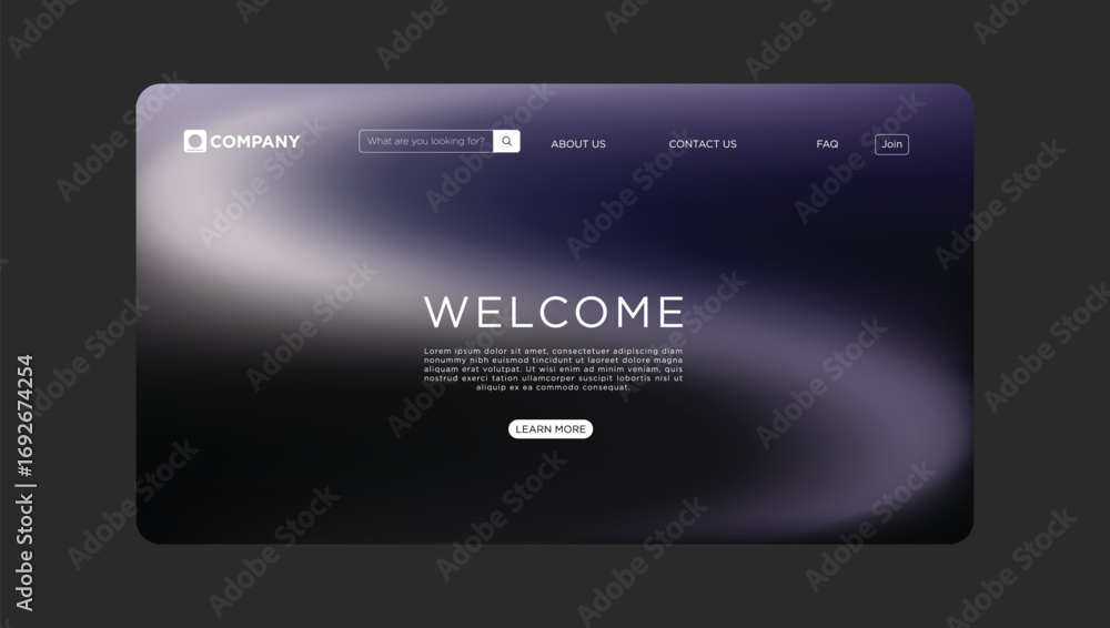 Aufkleber modern website welcome screen with sleek design and user-friendly interface for online business